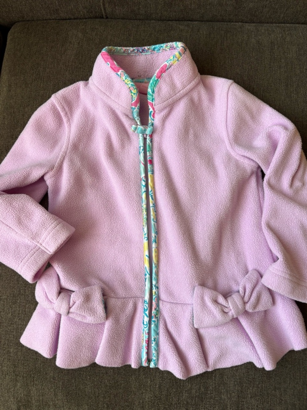 Lilly Pulitzer Light Pink Fleece Pea Coat with Bow Detail